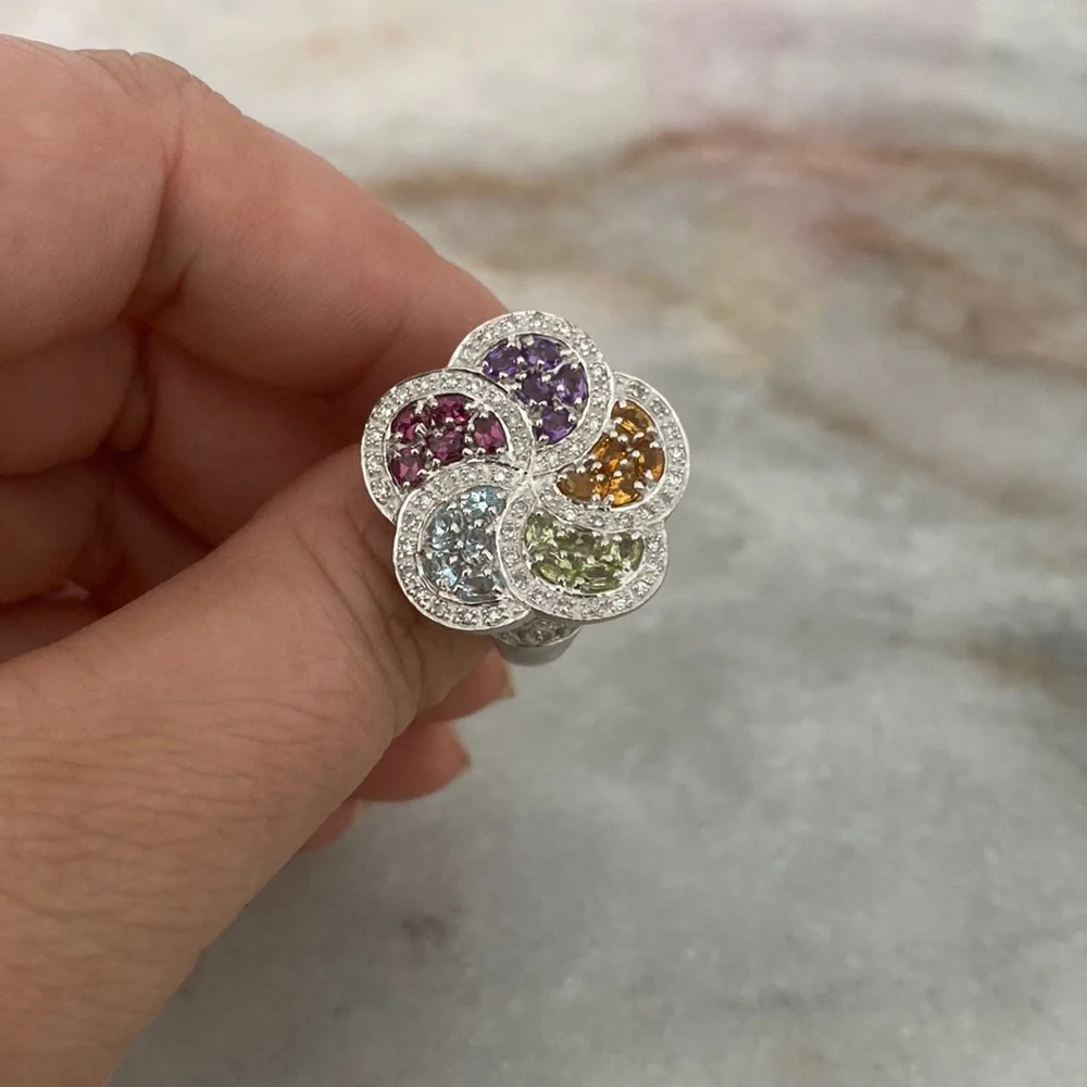 14 K white gold ring - Picture 1 of 6